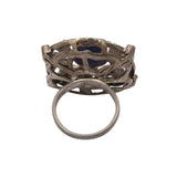 Natural Sapphire Gemstone and Diamond Gold Plated 925 Sterling Silver Ring