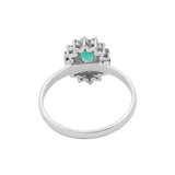 Natural Emerald Gemstone with Diamond 18k White Gold Ring For Womens