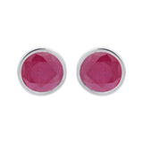 Natural Ruby Gemstone 925 Sterling Silver Stud Earring