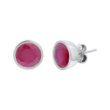 Natural Ruby Gemstone 925 Sterling Silver Stud Earring