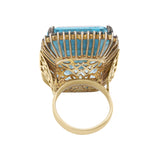 Natural Blue Topaz Gemstone and Blue Diamond 925 Sterling Silver Gold Plated Ring