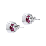 Natural Ruby Gemstone 925 Sterling Silver Stud Earring