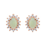 Natural Opal Gemstone and Cubic Zircon 925 Sterling Silver Stud Earring