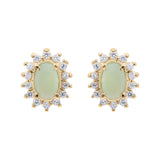 Natural Opal Gemstone and Cubic Zircon 925 Sterling Silver Stud Earring