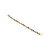 Natural Ruby, Emerald, Sapphire & Diamond 18k Yellow Gold Bracelet