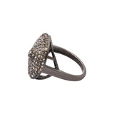 Natural Diamond Gold Plated 925 Sterling Silver Black Rhodium Ring