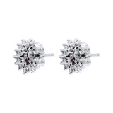 Natural Garnet and Cubic Zircon 925 Sterling Silver Stud Earring