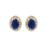 Blue Sapphire and Cubic Zircon 925 Sterling Silver Stud Earring