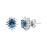London Blue Topaz and Cubic Zircon 925 Sterling Silver Stud Earring
