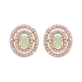Unique Natural Opal Gemstone and Cubic Zircon 925 Sterling Silver Stud Earring
