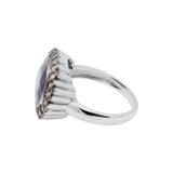 Natural Blue Sapphire Gemstone and Diamond 925 Sterling Silver Ring