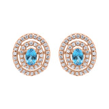 London Blue Topaz and Cubic Zircon 925 Sterling Silver Stud Earring