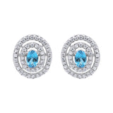London Blue Topaz and Cubic Zircon 925 Sterling Silver Stud Earring