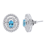 London Blue Topaz and Cubic Zircon 925 Sterling Silver Stud Earring
