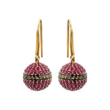 Natural Ruby Gemstone With Black Diamond 925 Sterling Silver Gold Plated Earring