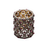 Partywear Natural Ruby Gemstone and Diamond 925 Sterling Silver Gold Plated Ring