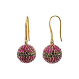 Natural Ruby Gemstone With Black Diamond 925 Sterling Silver Gold Plated Earring