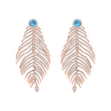 London Blue Topaz and Cubic Zircon 925 Sterling Silver Designer Leaf Earring