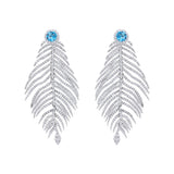 London Blue Topaz and Cubic Zircon 925 Sterling Silver Designer Leaf Earring