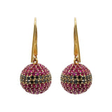 Natural Ruby Gemstone With Black Diamond 925 Sterling Silver Gold Plated Earring