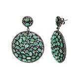 Natural Emerald Gemstone and Diamond 925 Sterling Silver Earring