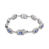 Natural Blue Sapphire Gemstone and Diamond 18K White Gold Bracelet