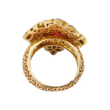 Designer Polki Diamond and Ruby 925 Sterling Silver Gold Plated Ring
