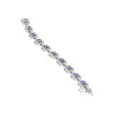 Natural Blue Sapphire Gemstone and Diamond 18K White Gold Bracelet