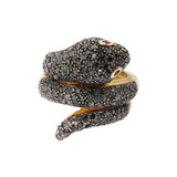 Snake Black Diamond With Ruby Designer Gold Plated Ring