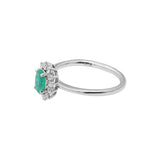 Natural Oval Cut Emerald Gemstone and Diamond 14k White Gold Luxury Ring For Women