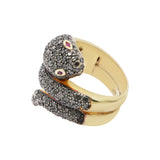 Snake Black Diamond With Ruby Designer Gold Plated Ring