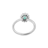 Natural Oval Cut Emerald Gemstone and Diamond 14k White Gold Luxury Ring For Women