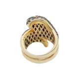 Snake Black Diamond With Ruby Designer Gold Plated Ring