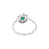 Beautiful Natural Round Cut Emerald Gemstone and Diamond 14k White Gold Ring For Women