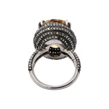 Natural Citrine Gemstone and Diamond Designer Black Rhodium Ring