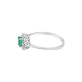 Beautiful Natural Oval Cut Emerald Gemstone With Diamond 18k White Gold Ring For Her