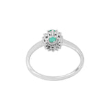 Beautiful Natural Oval Cut Emerald Gemstone With Diamond 18k White Gold Ring For Her