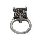 Natural Smoky Quartz Gemstone and Diamond 925 Silver Ring