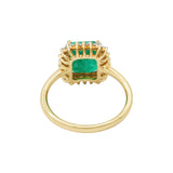 Natural Rectangle Cut Emerald Gemstone with Diamond 14k Yellow Gold Ring For Women