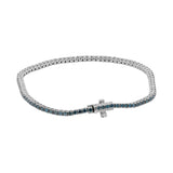 Designer Natural Blue Diamond Bracelet For Womens In 18K White Gold