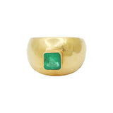 Natural Square Emerald Gemstone 18k Yellow Gold Healing Ring For Mens & Womens