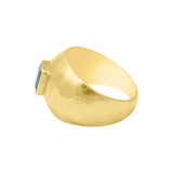 Natural Square Emerald Gemstone 18k Yellow Gold Healing Ring For Mens & Womens