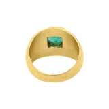 Natural Square Emerald Gemstone 18k Yellow Gold Healing Ring For Mens & Womens