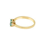 Precious Emerald Rectangle Cut Gemstone and Diamond 18k Yellow Gold Chakra Healing Ring For Her