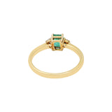 Precious Emerald Rectangle Cut Gemstone and Diamond 18k Yellow Gold Chakra Healing Ring For Her