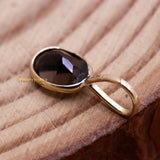 14k Yellow Gold Natural Smoky Quartz Gemstone Pendant