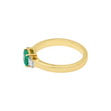 Birthstone Natural Square Cut Emerald Gemstone and Diamond 18k Yellow Gold Unisex Healing Ring