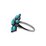 Flower Natural Turquoise Gemstone and Diamond 925 Sterling Silver Ring