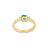 Birthstone Natural Square Cut Emerald Gemstone and Diamond 18k Yellow Gold Unisex Healing Ring