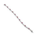 Beautiful Natural Ruby Gemstone and Precious Diamond Bracelet In 18K White Gold
